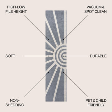 Nordic MidCentury Scandinavian Abstract Sun Two-Tone High-Low Area Rug